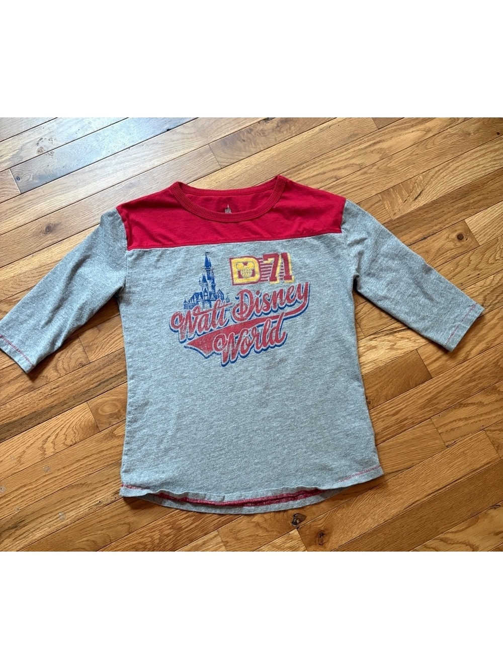 Disney Parks Walt Disney World 1971 Grey and Red Long Sleeve Shirt Size youth XL